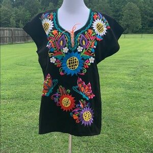 Mexican embroidered top blouse